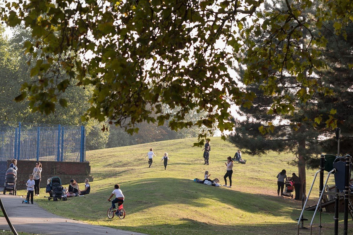 Park with children playing