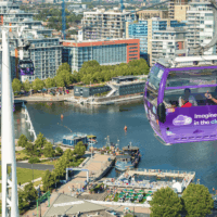 Cable car overlooking the Royal Docks summer splash event