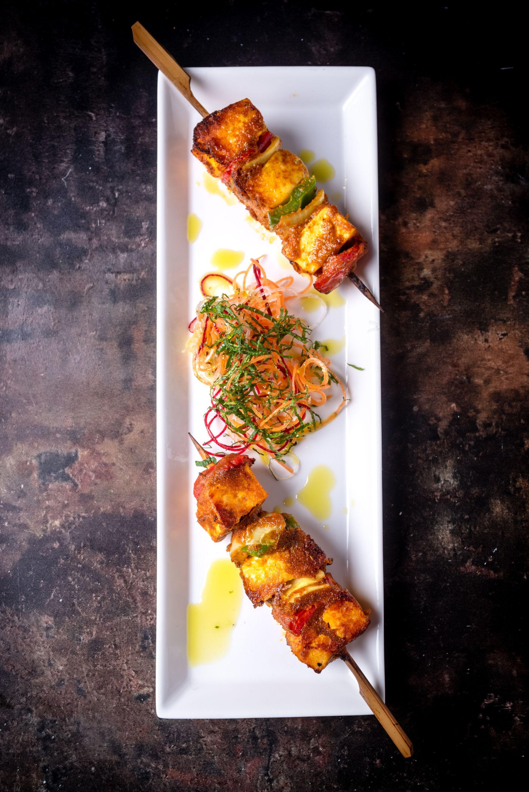 Skewers of paneer