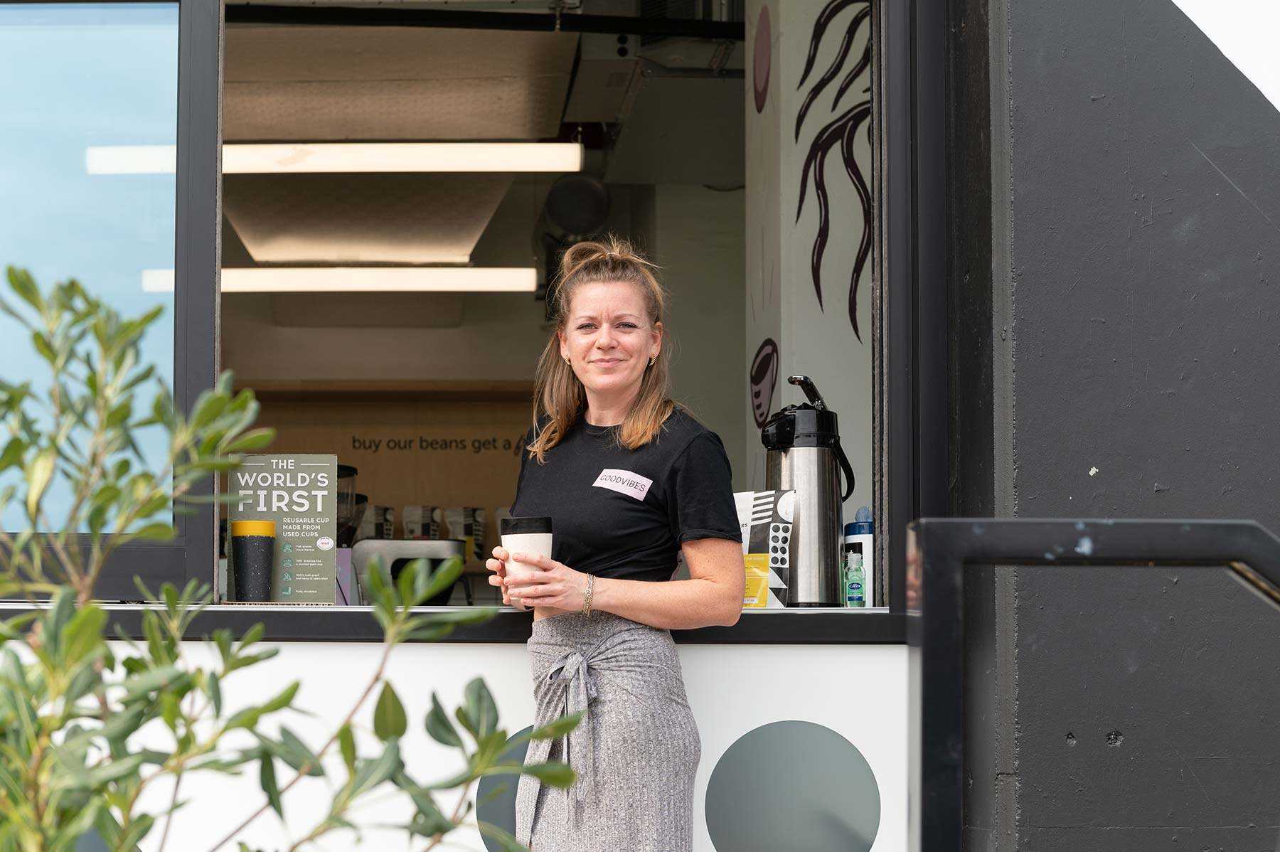 Roxanna outside Perky Blenders