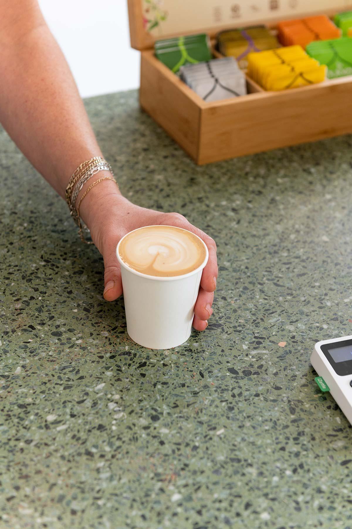 Latte coffee on counter