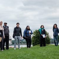 Public Spaces Community Working Group for the Royal Docks, group photo in Thames Barrier Park