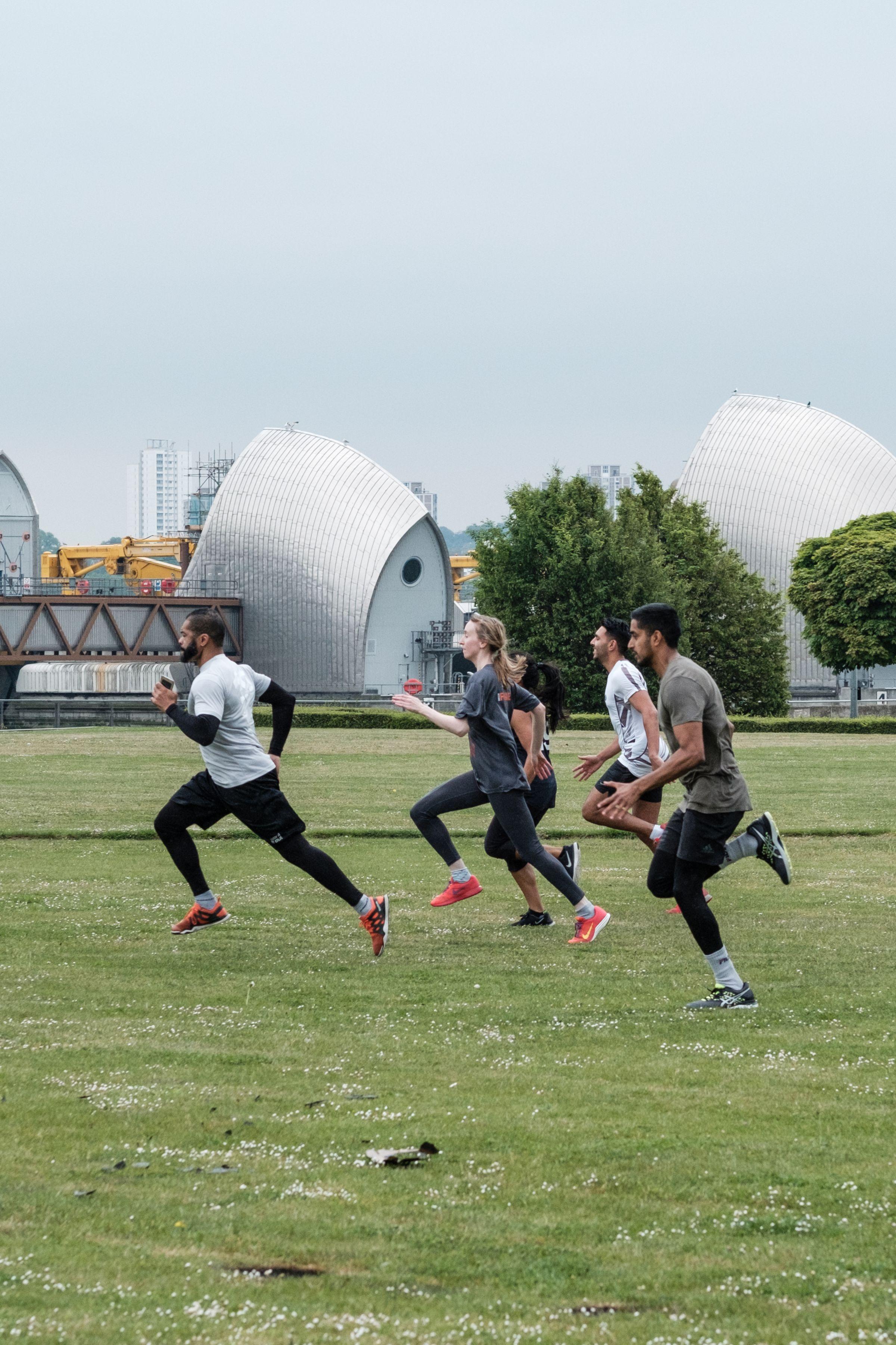 One Element outdoor exercise in Thames Barrier Park