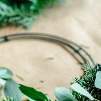 Christmas wreath being made