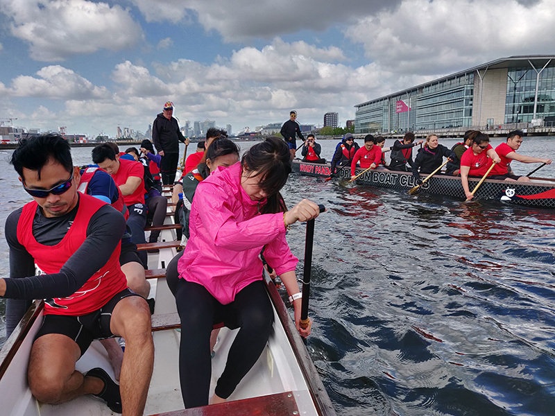 The Windy Pandas rowing team training