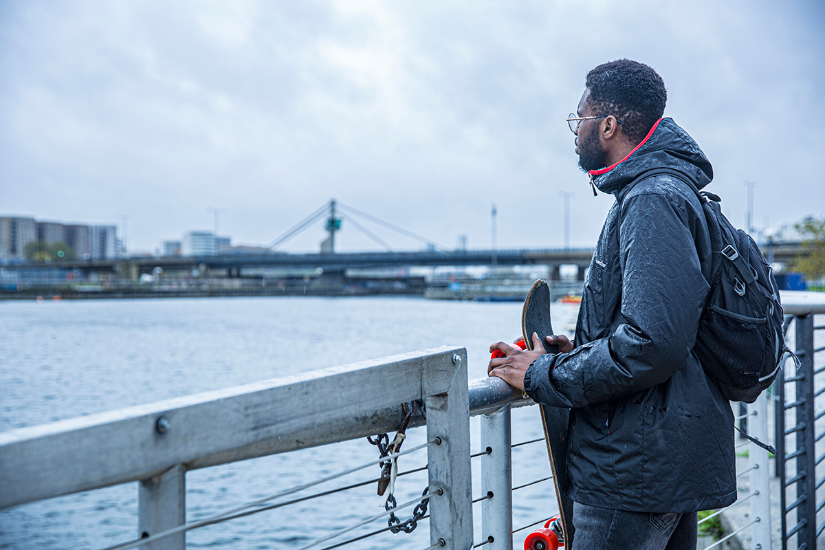 Tyrone Ferguson overlooking the Royal Docks