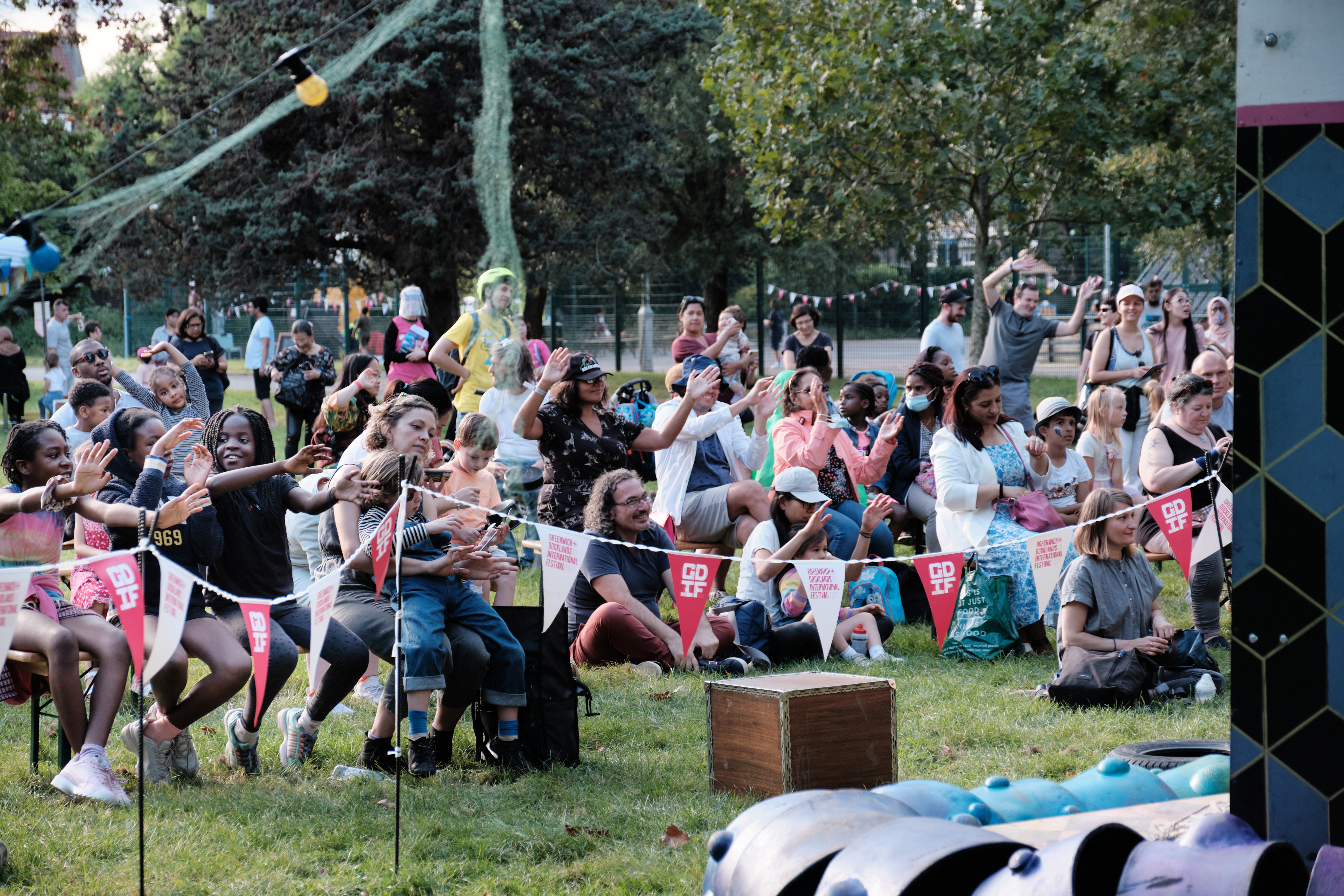 Engaged audience watching a show