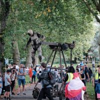 Urban Astronaut actor comes flying through the crowds