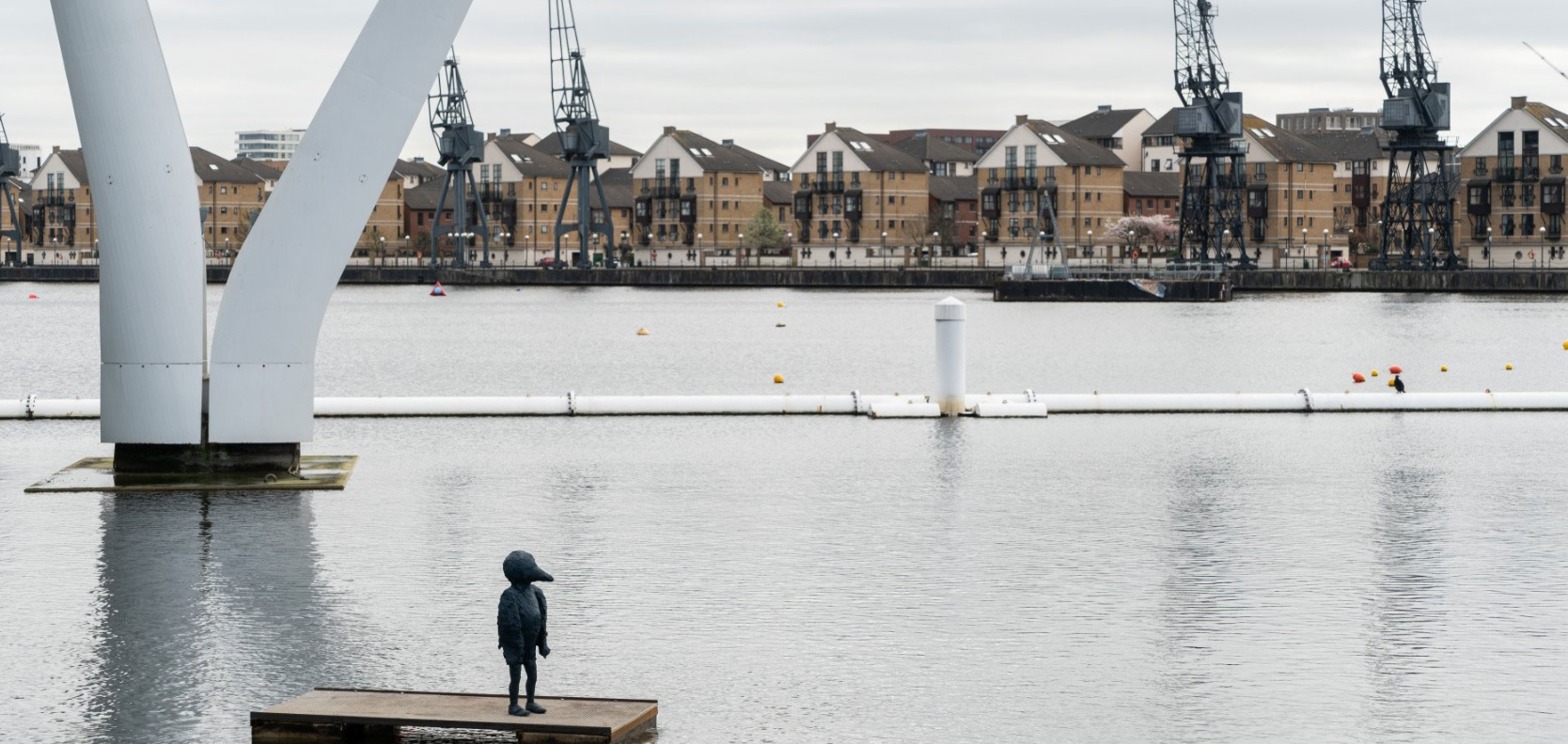 Bird Boy statue in the Royal Docks