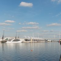 View of Sunborn yacht from across the dock