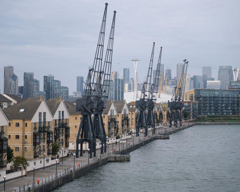Photo of cranes alongside the Royal Docks