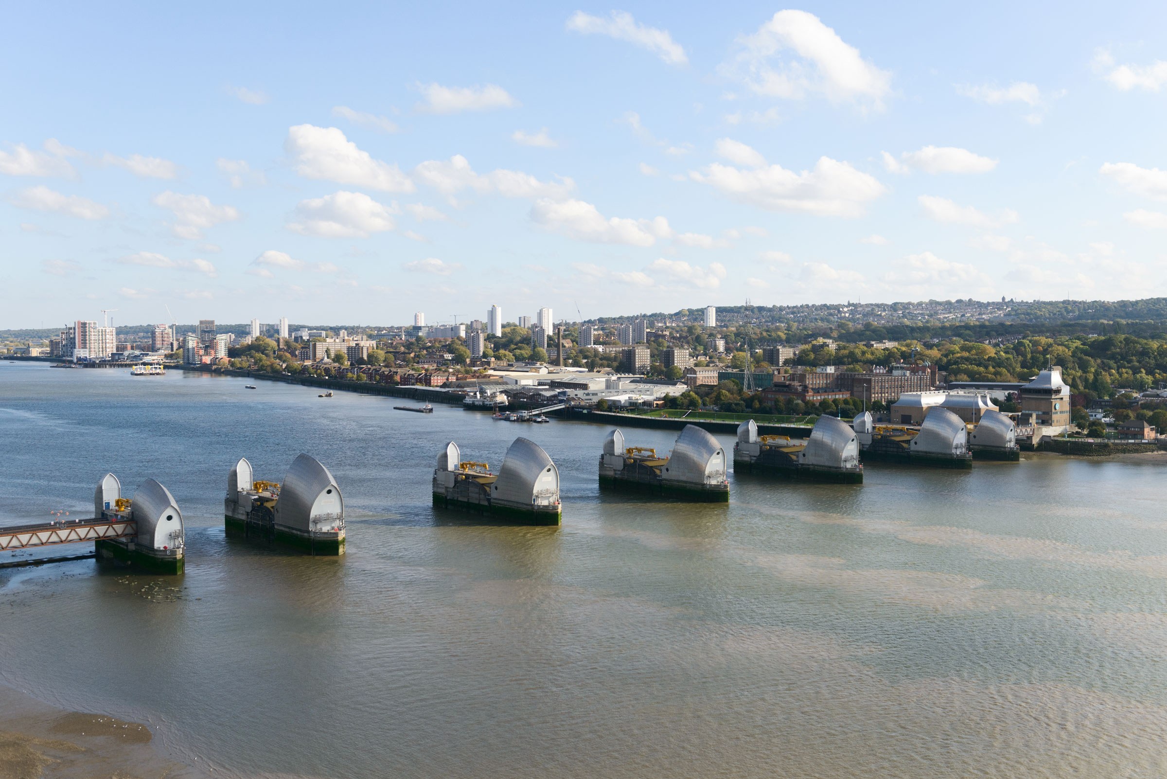 The Thames Barrier seen from above