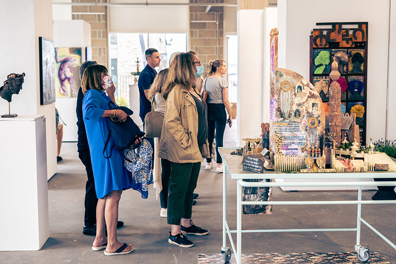 Crowd of people at Bow Arts in Royal Albert Docks