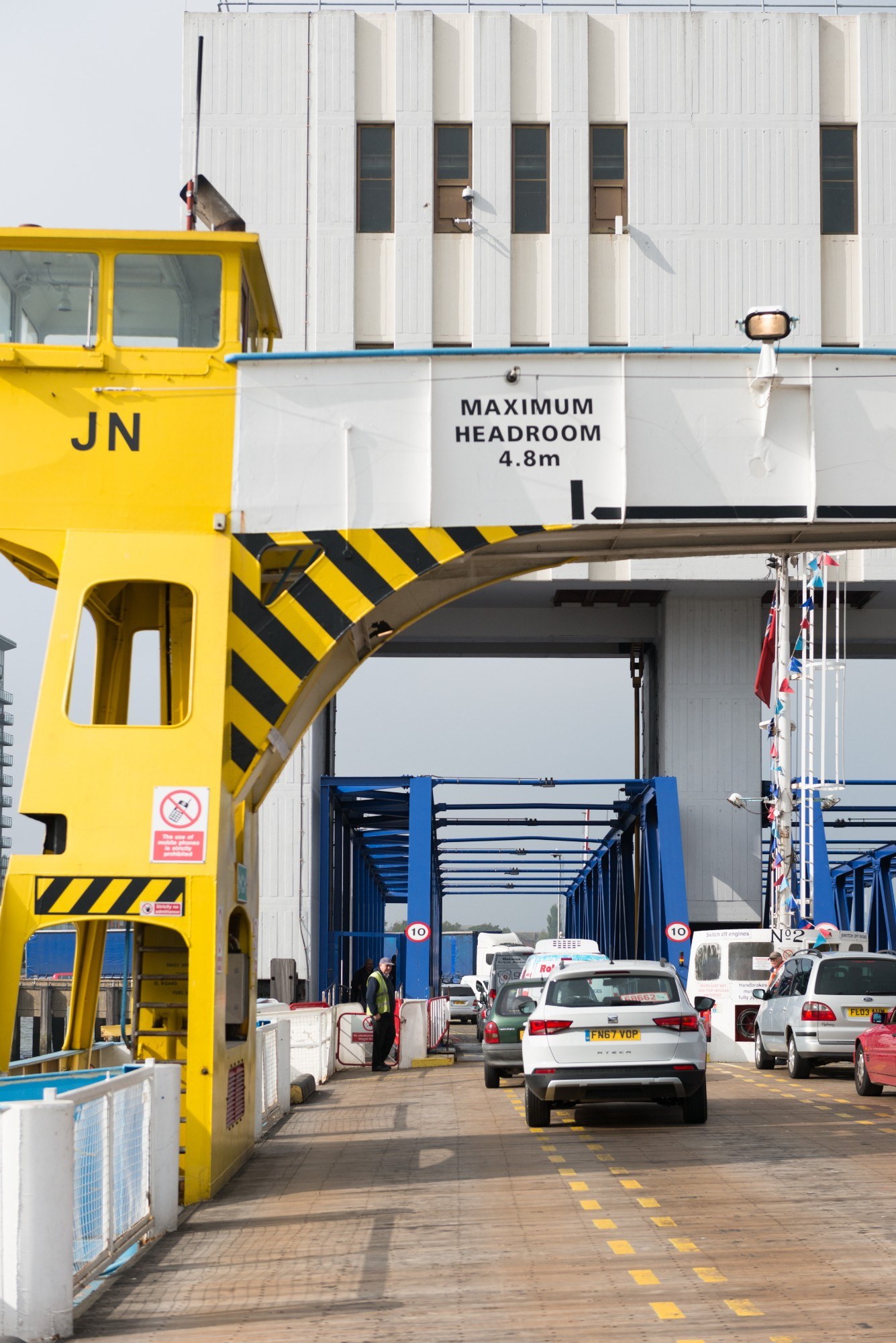 Cars on the approach to the ferry