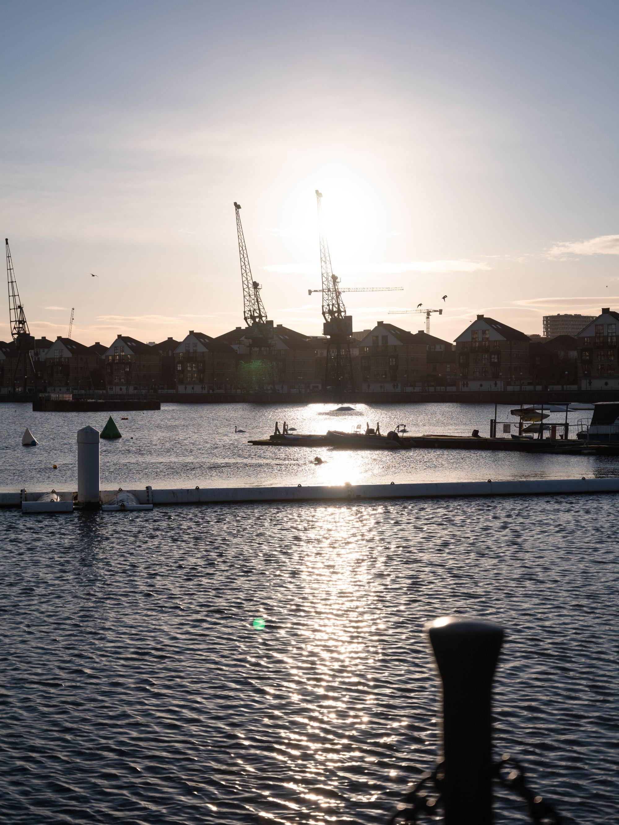 Sunset over the dock water