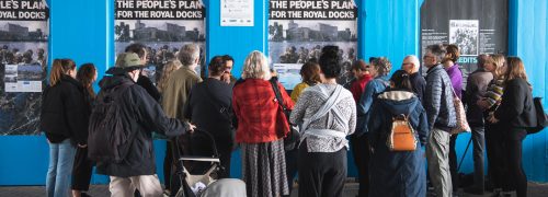 A crowd of people on the Making Space artist walk