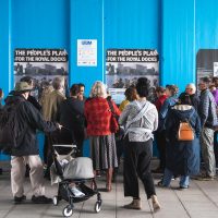 A crowd of people on the Making Space artist walk