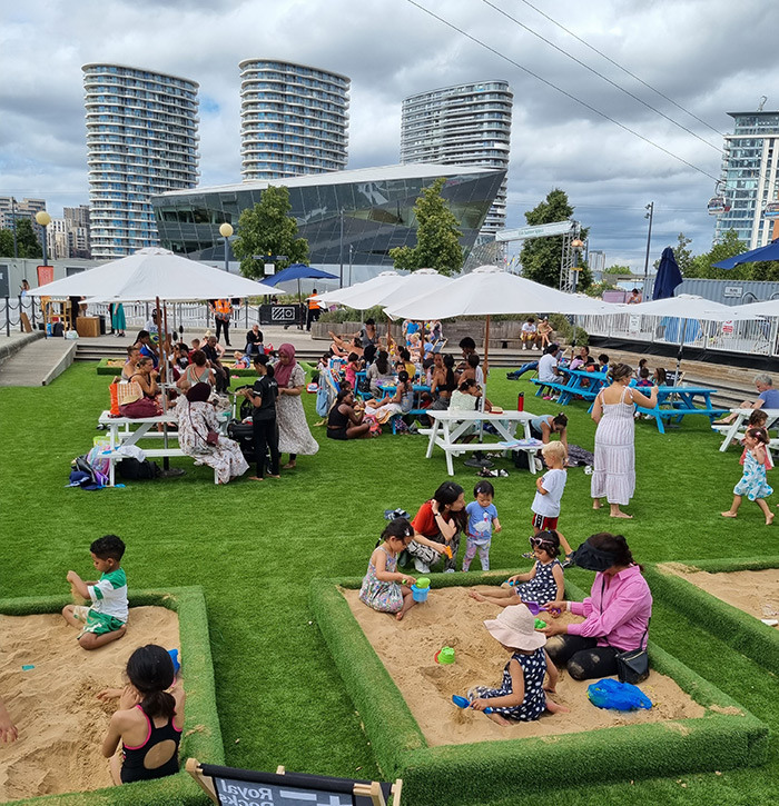 The beach at the Royal Docks