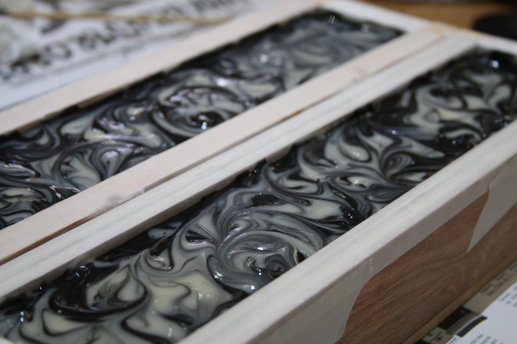 Dark soap setting in the mould