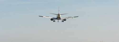 A plane landing at London City Airport