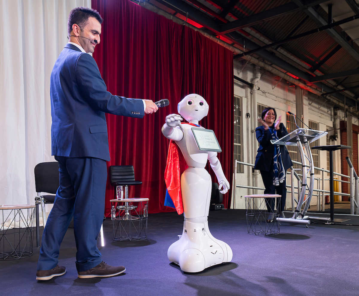 Pepper the robot being introduced