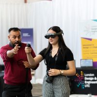 A girl in a virtual reality headset