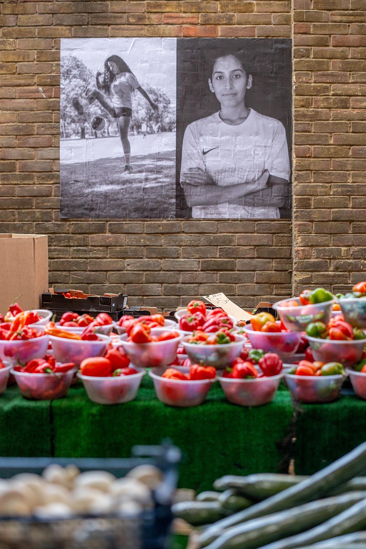 Photograph of Green Street Market with fruit and vegetables in bowls