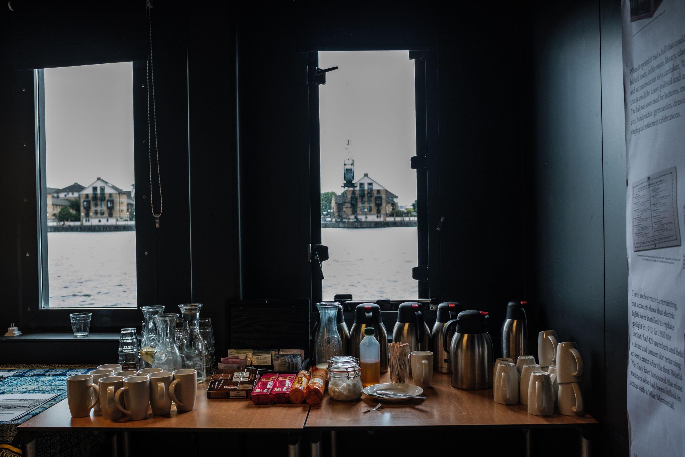 Coffee and tea on a table at The Good Hotel