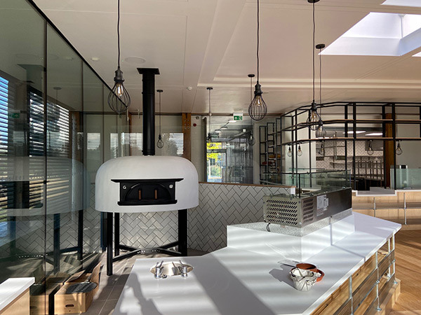 A pizza oven in the new Thames Barrier Park Cafe