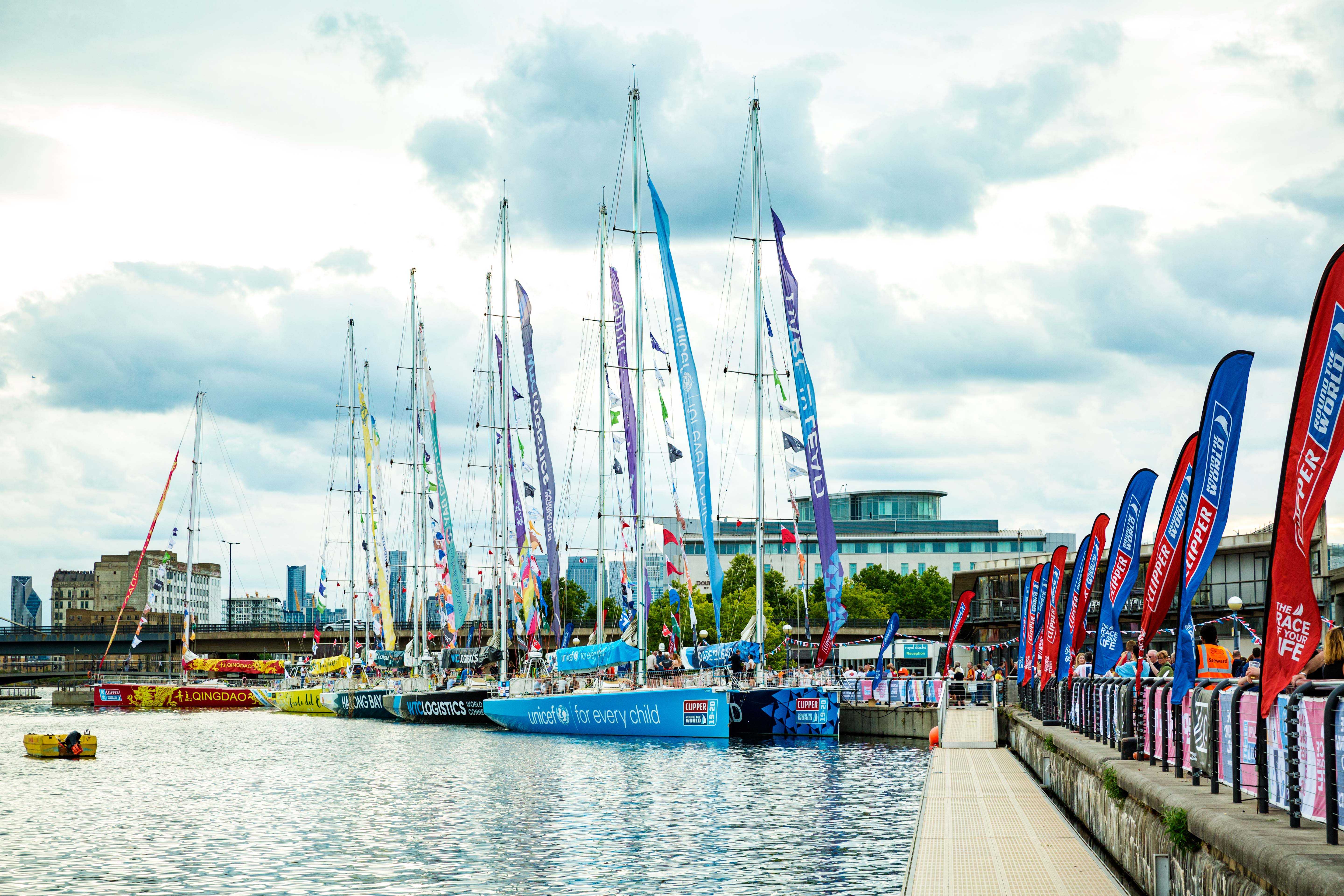 Clipper boats in the Royal Docks
