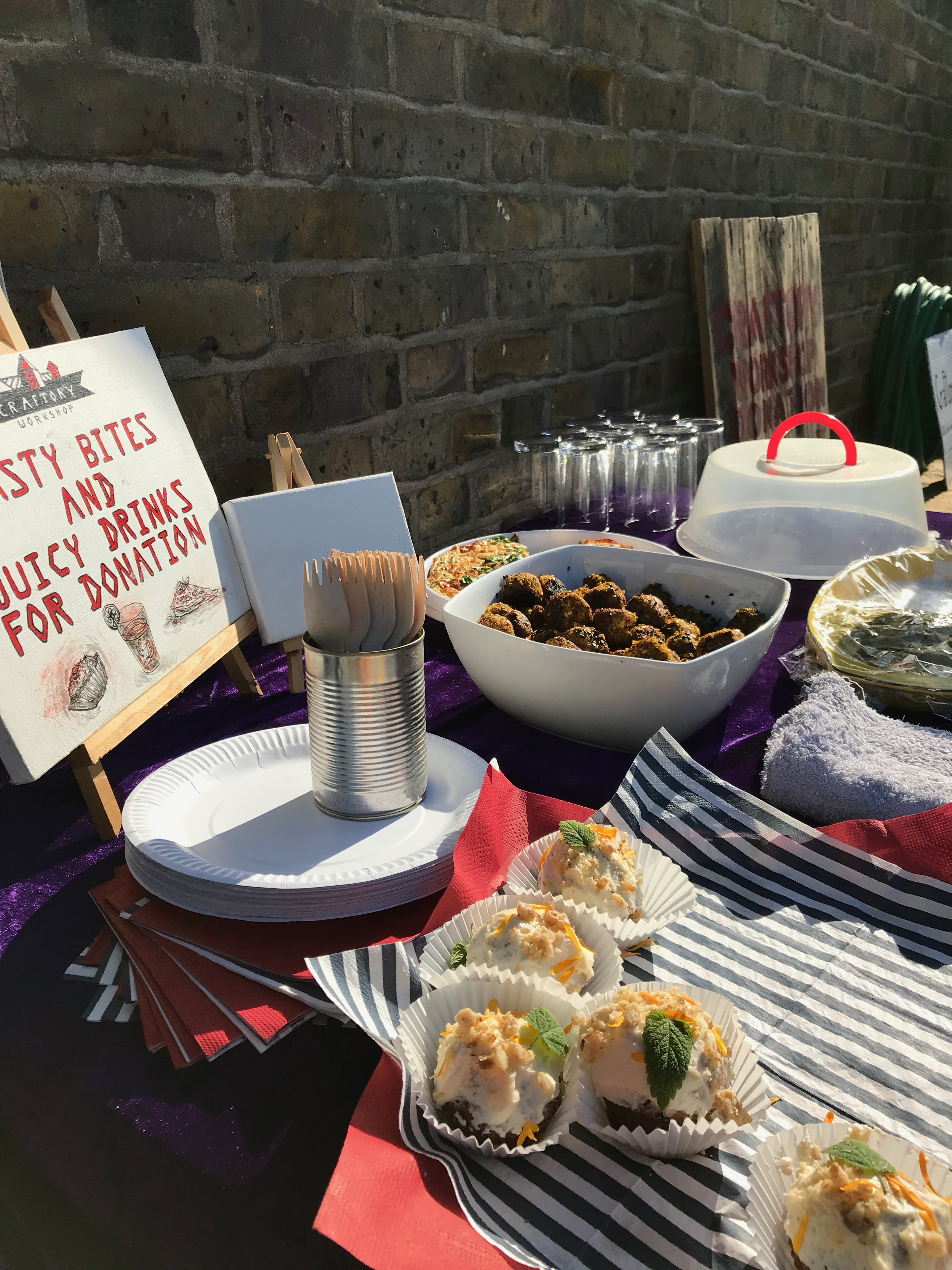 Plates of food on a table