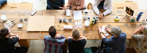 Group of people around a table