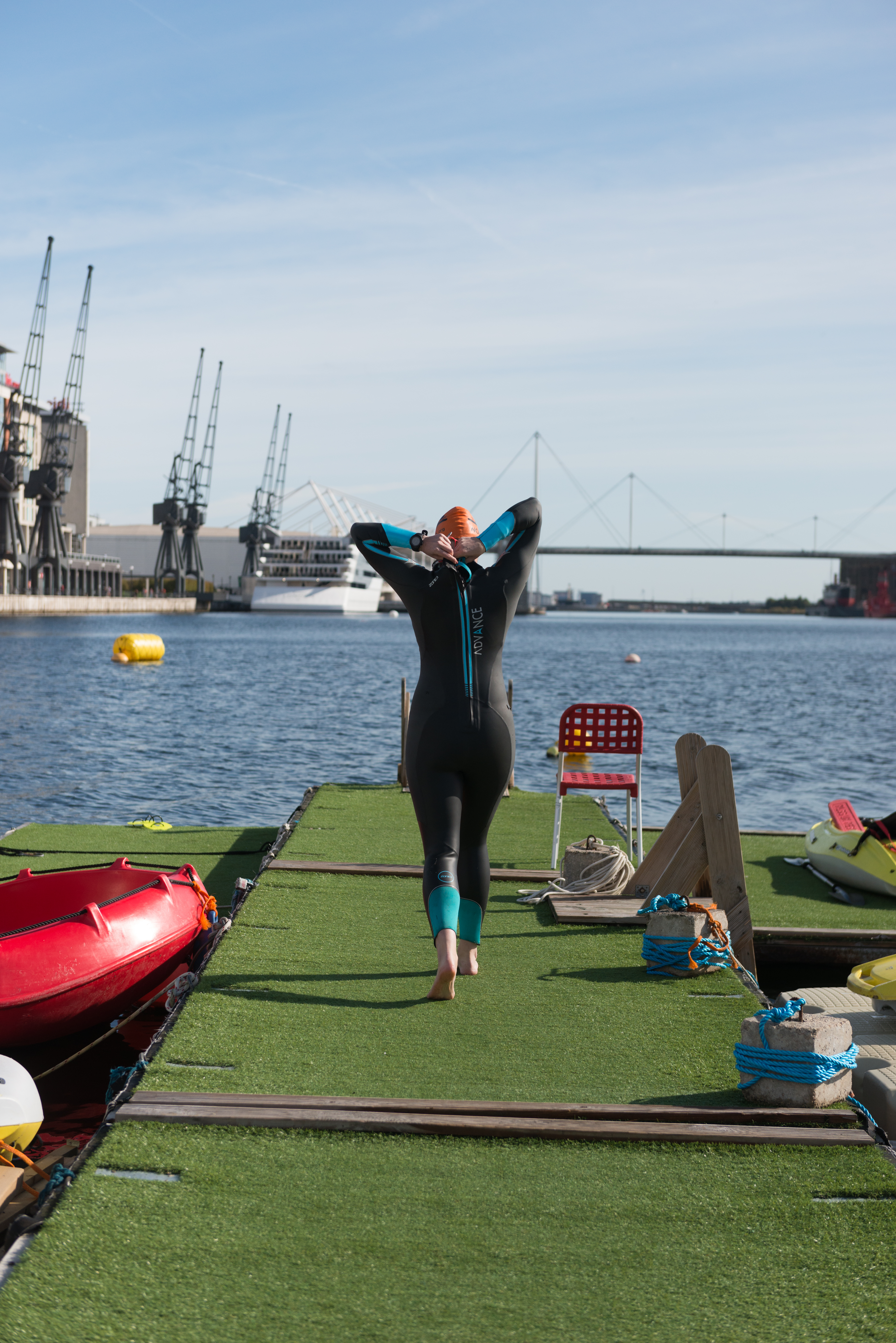 Open water swimmer at the Royal Docks