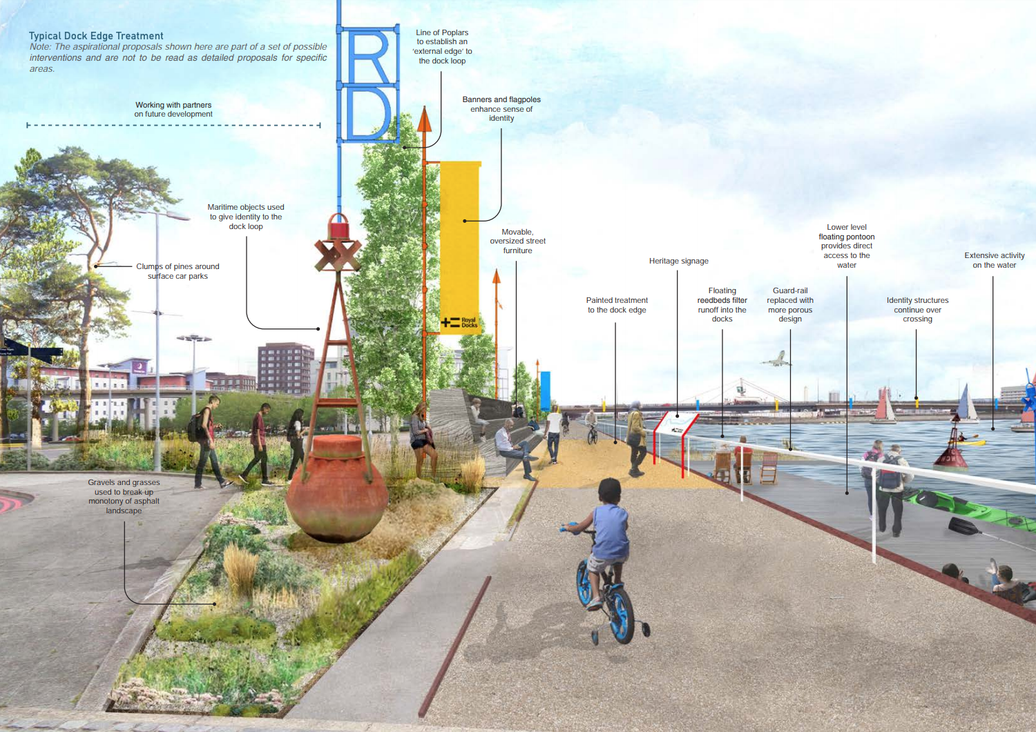 A screenshot from the Royal Docks public realm framework