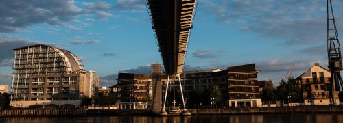 Underside of a bridge at the Royal Docks