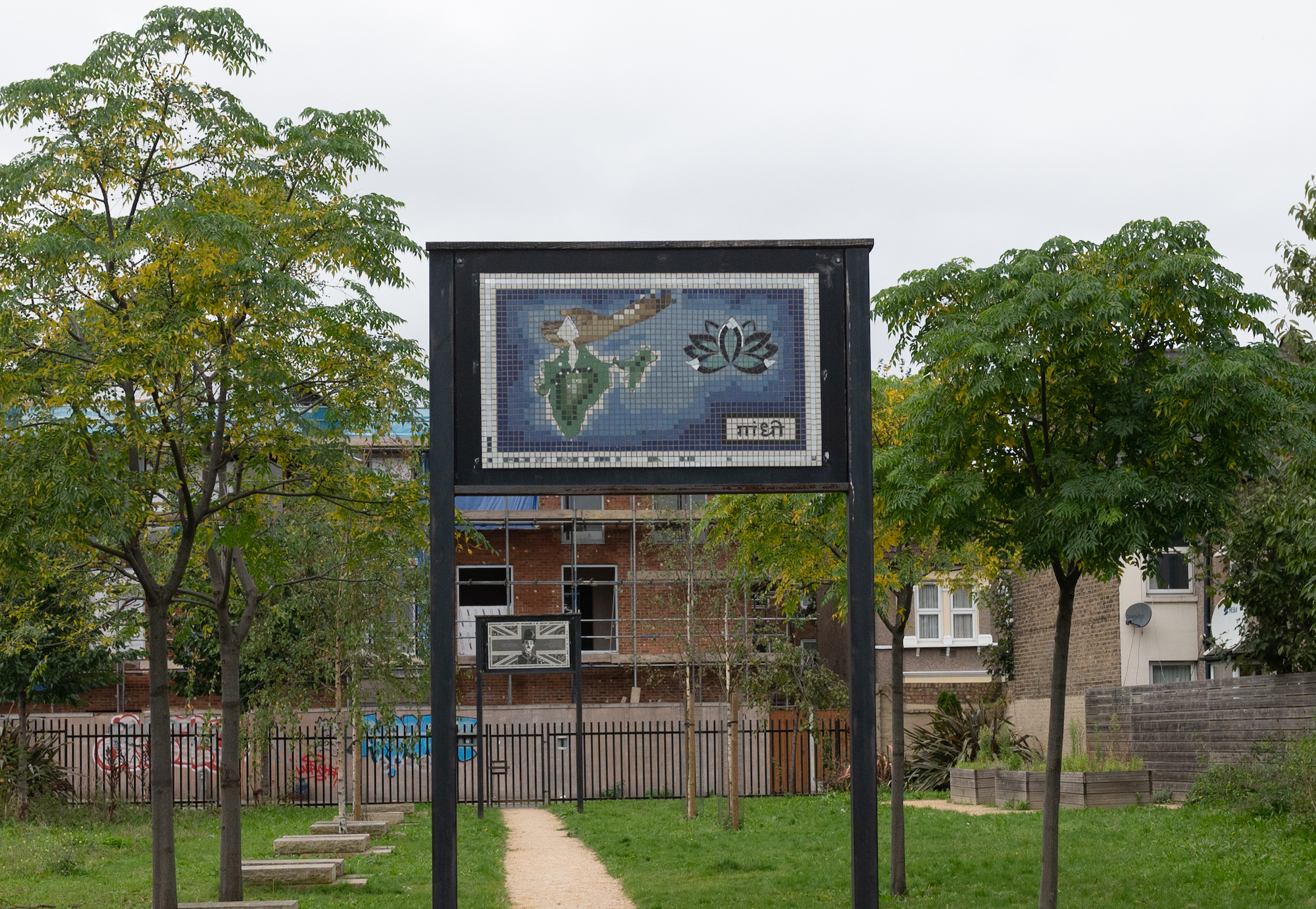 A mosaic showing India and a reference to the Salt March