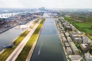 LCY runway and dock from above