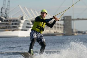 Man enjoying wakeboarding